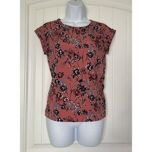 Abercrombie & Fitch Womens Pink Floral Lightweight Top Blouse Sz XS Keyhole Back